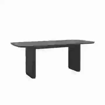 200cm Black Mango Wood Oval Dining Table with Ribbed Legs
